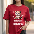 Strength Personified - Adorable Kitten with Lightbulb Hearts Cute Power Statement Artwork