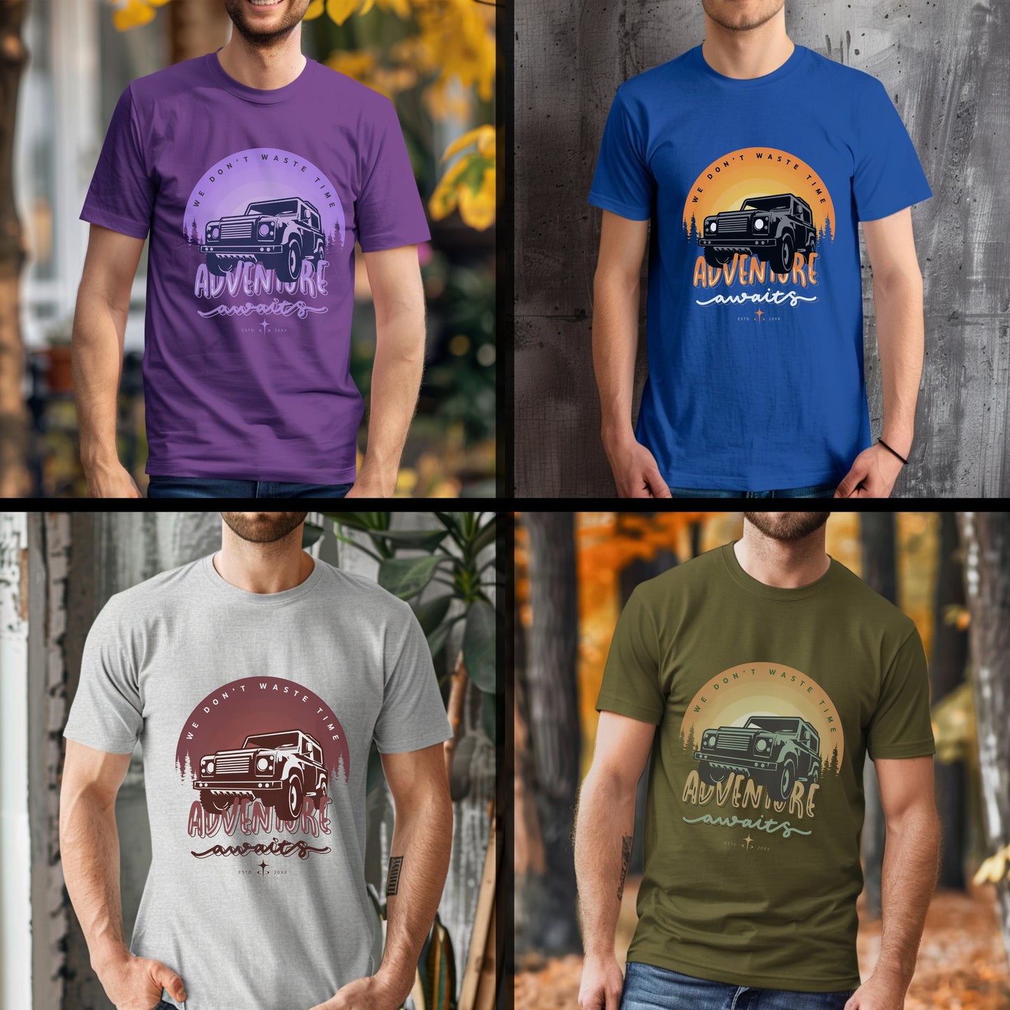 We Don't Waste Time Adventure Awaits - Off-Road Sunset Statement Artwork