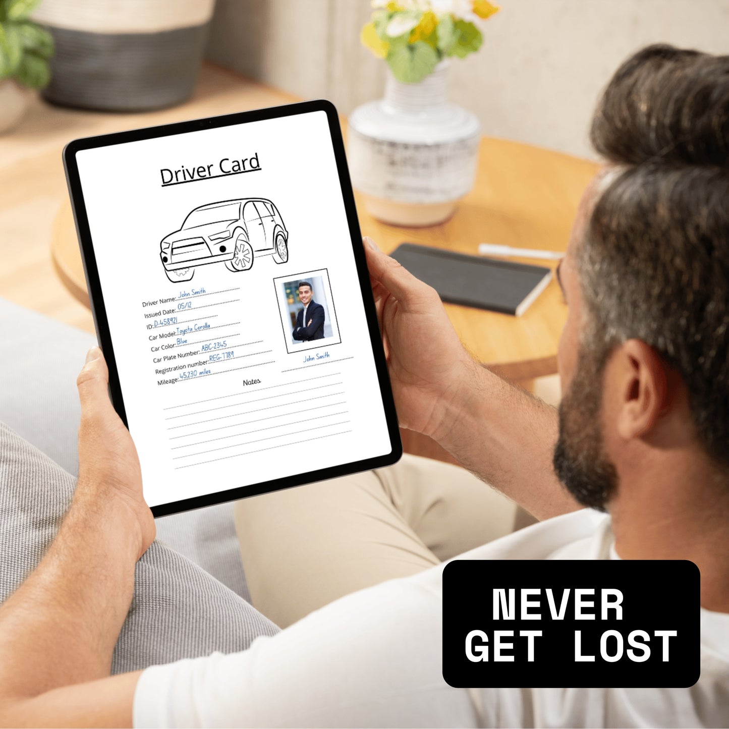 Mileage Tracker + Driver Card Paper Sheets x2