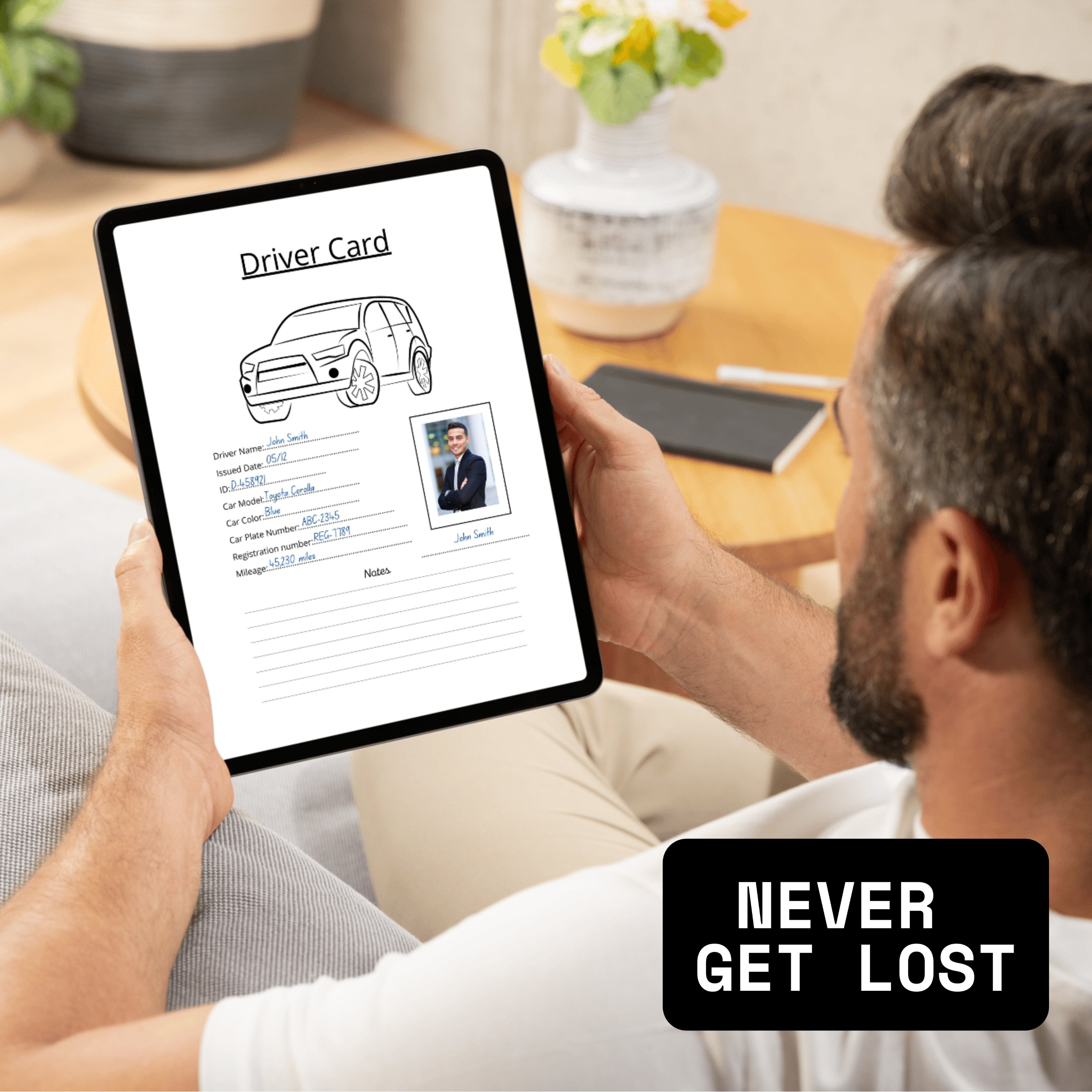 Mileage Tracker + Driver Card Paper Sheets x2