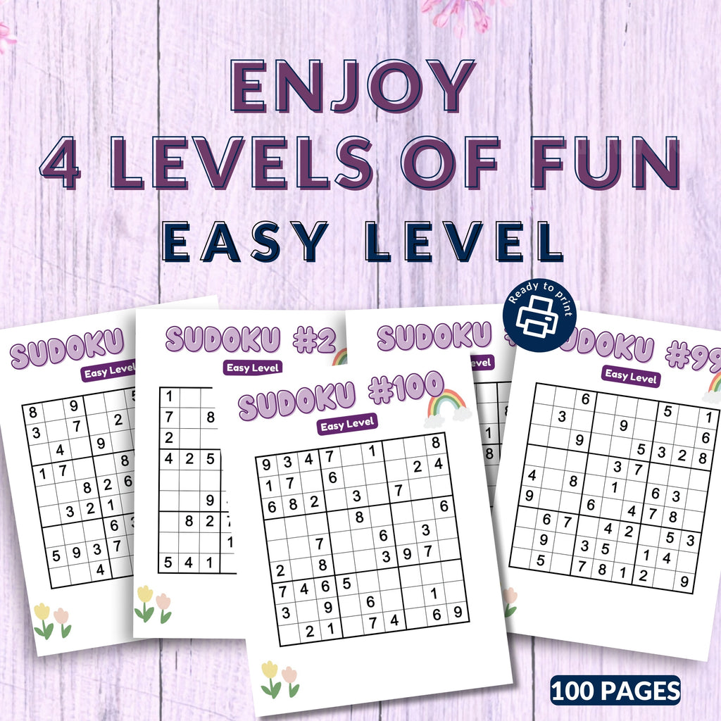 400 Sudoku Fun Activity Sheets For Kids - 4 Levels