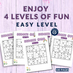 400 Sudoku Fun Activity Sheets For Kids - 4 Levels