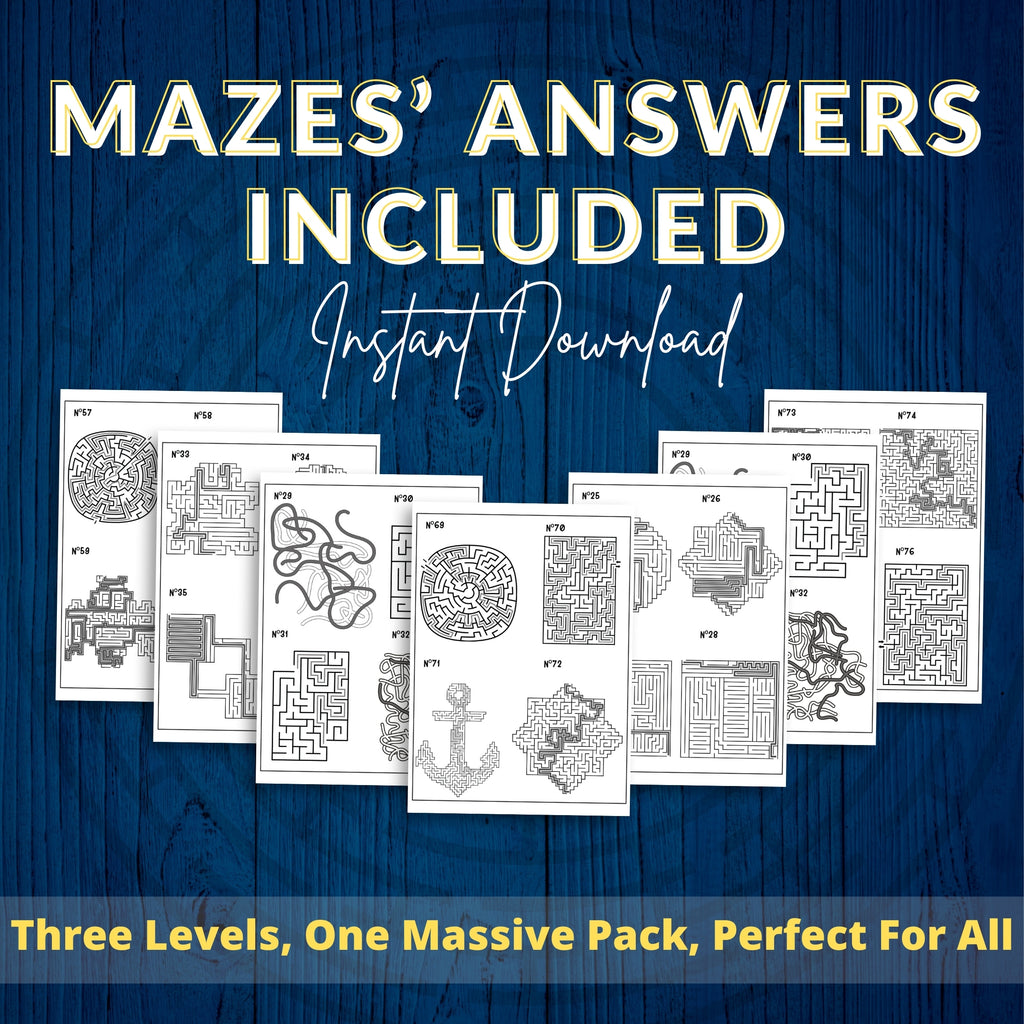 80 Mazes Fun Activity Sheets For Kids & Adults - 3 Levels
