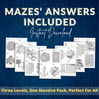 80 Mazes Fun Activity Sheets For Kids & Adults - 3 Levels