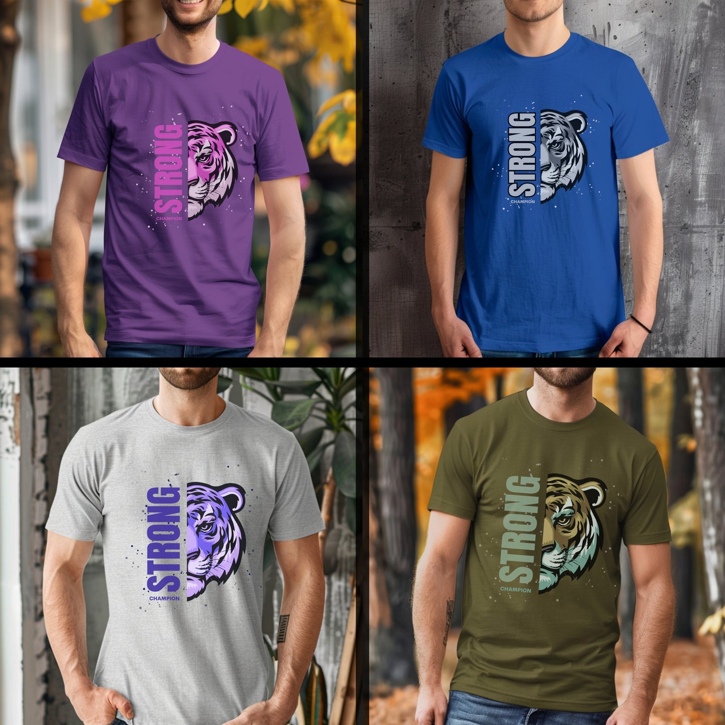 Strong Champion - Tiger Artistic Motivational Statement Artwork