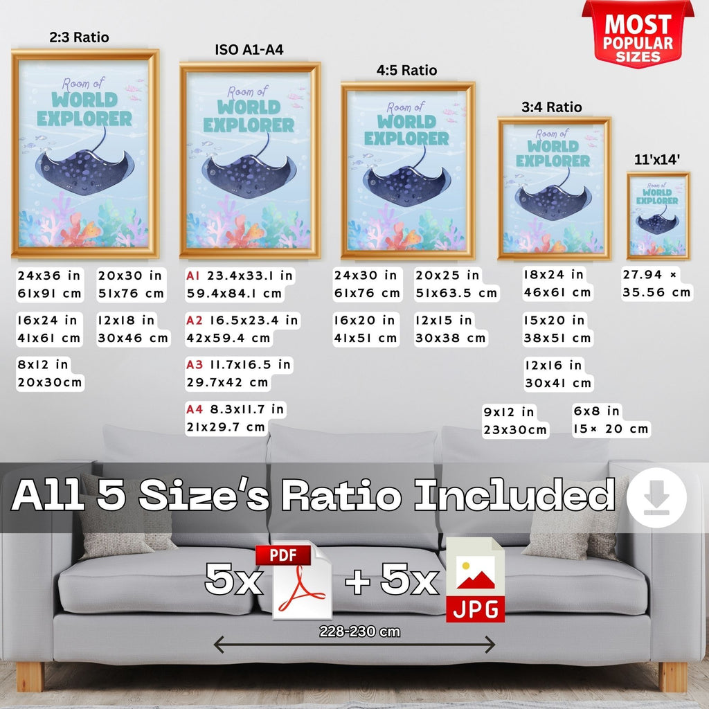 Room of World Explorer - Premium Ocean-Themed Wall Art for Children's Spaces
