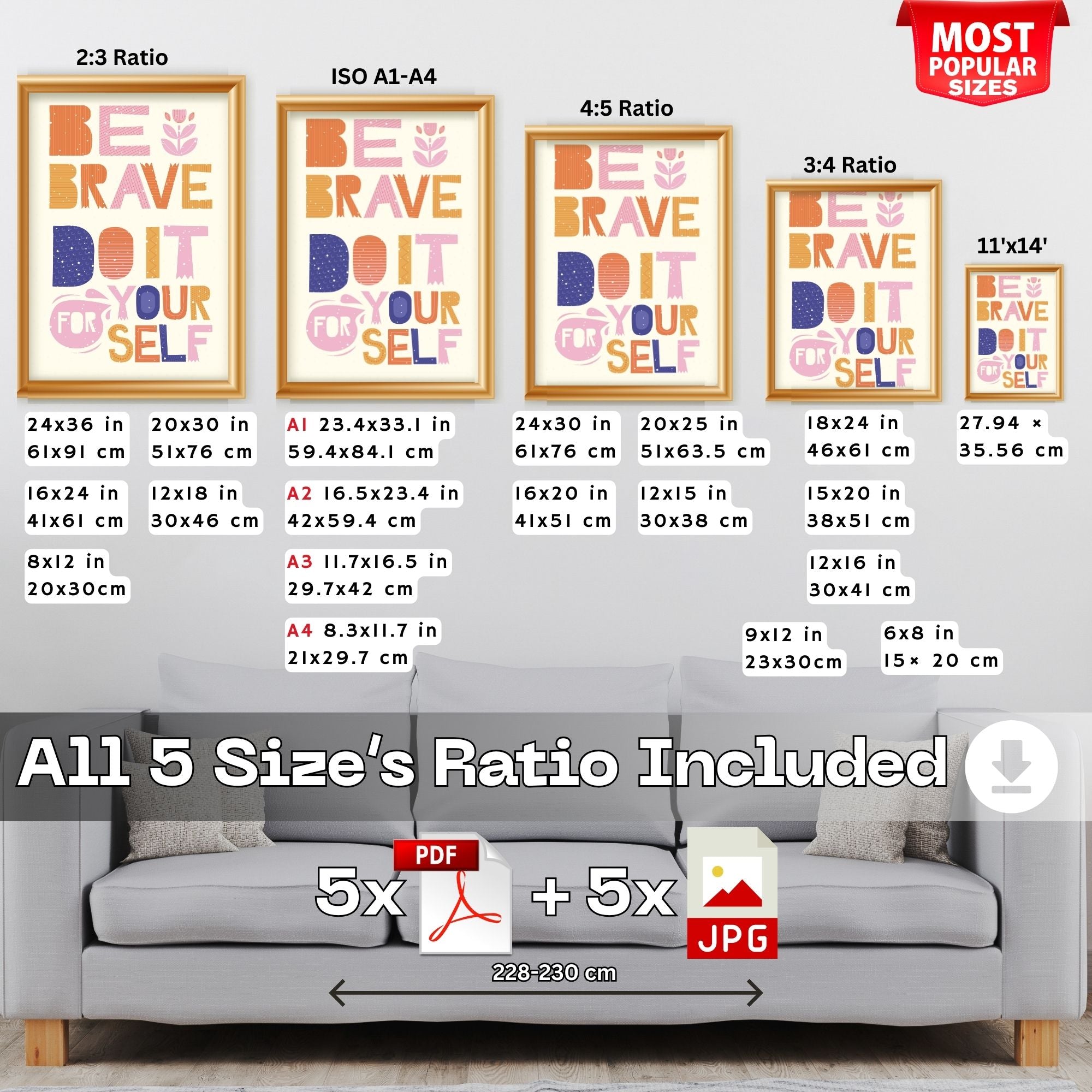 Be Brave Do It For Yourself - Colorful Empowerment Wall Art