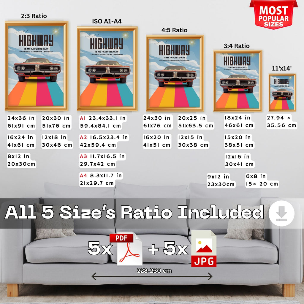 Highway is My Favorite Way - Vintage Muscle Car Wall Art