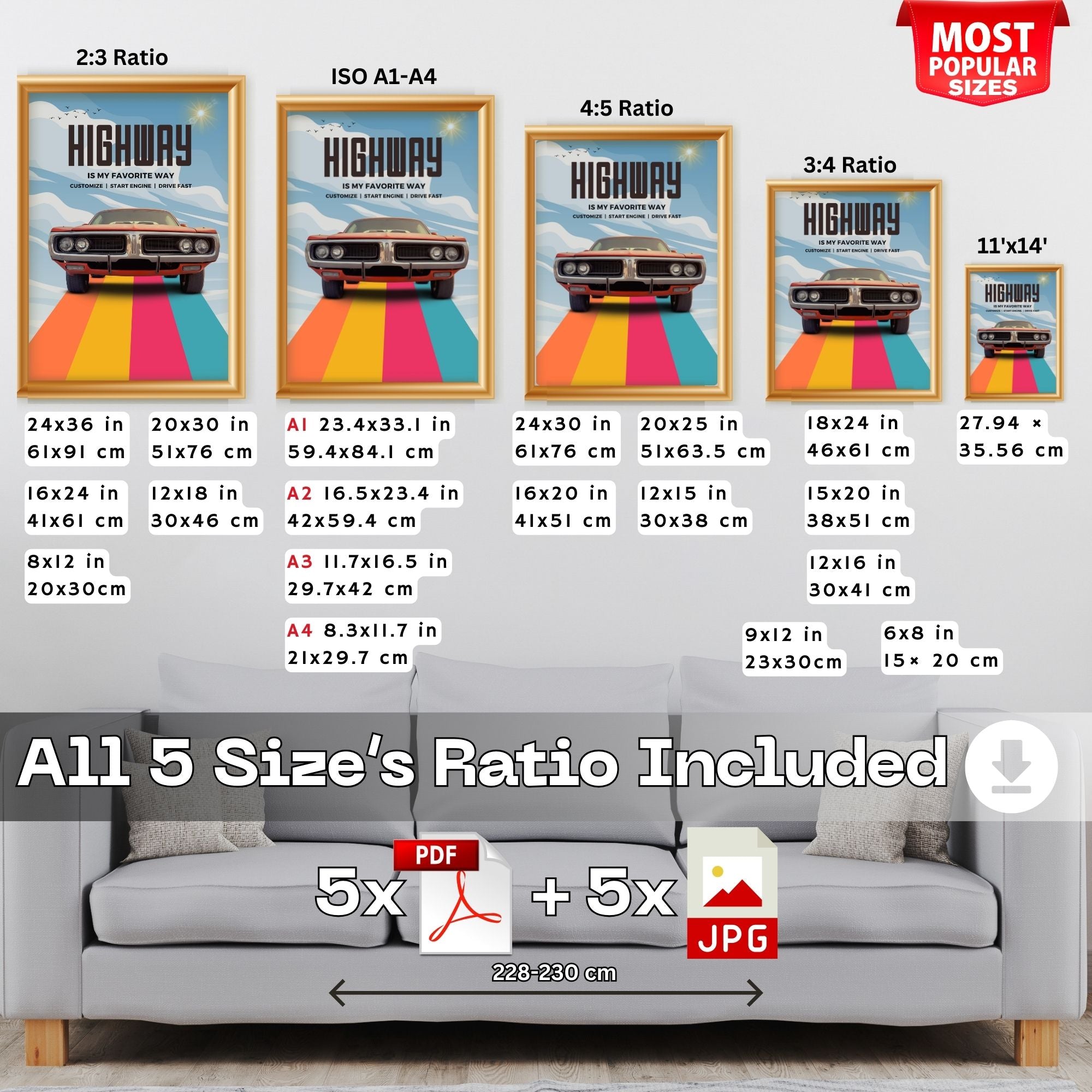 Highway is My Favorite Way - Vintage Muscle Car Wall Art