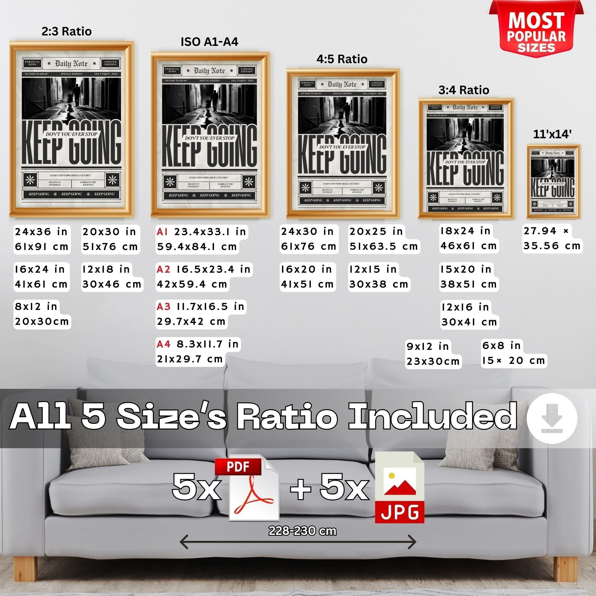 Keep Going - Don't You Ever Stop Motivational Wall Art