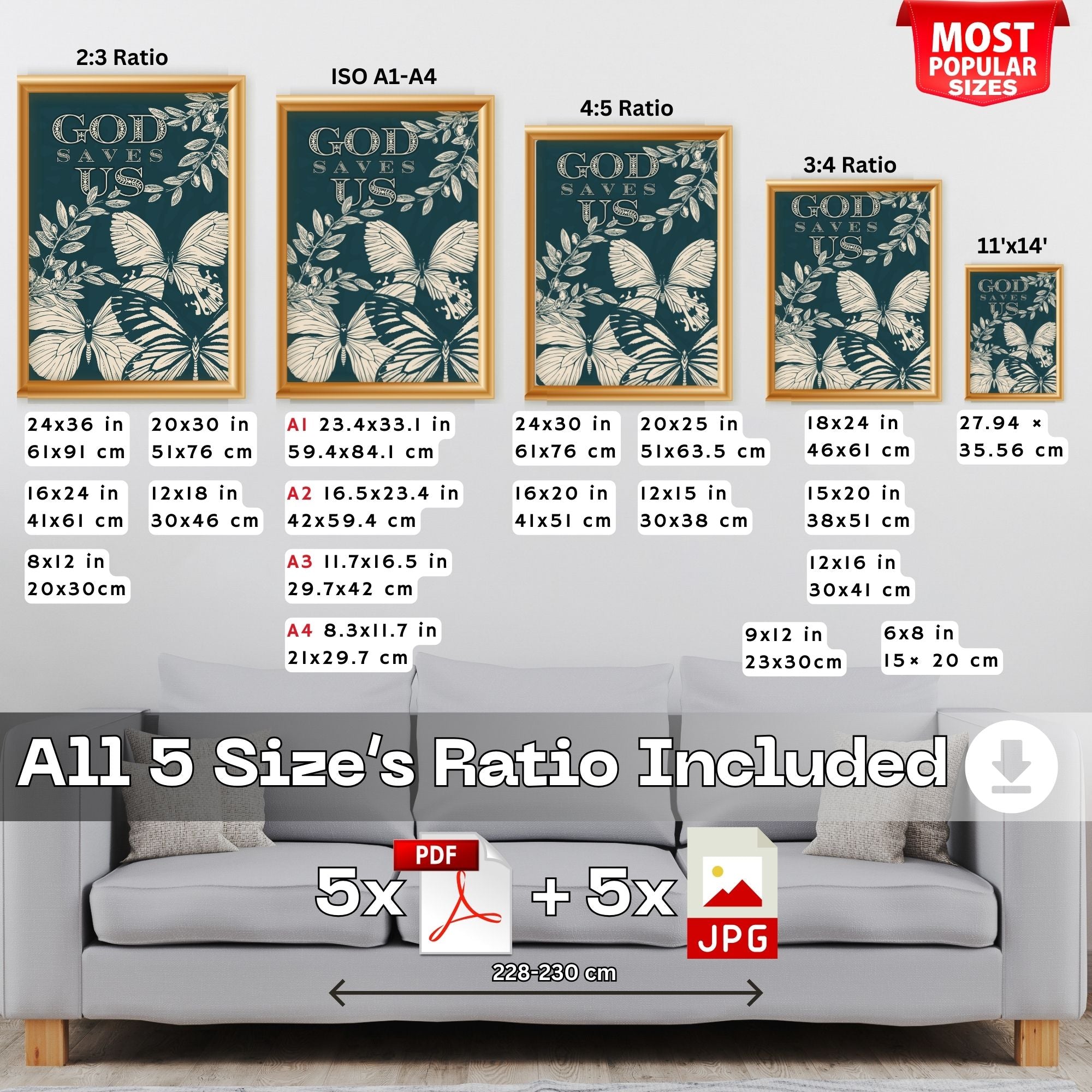 God Saves Us - Faith Butterfly & Olive Branch Wall Art