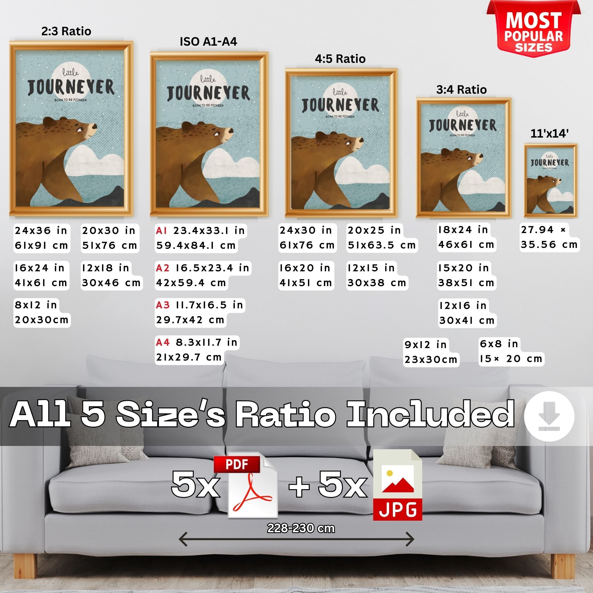 Little Journeyer - Adorable Nursery Wall Art with Woodland Bear