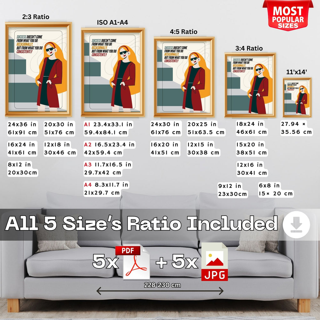 Success Through Consistency - Motivational Wall Art