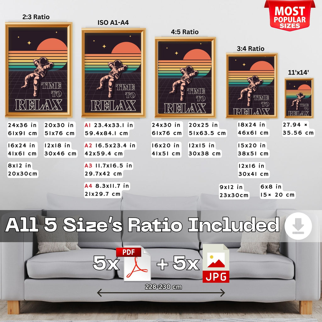 Time to Relax - Retro Astronaut Synthwave Wall Art