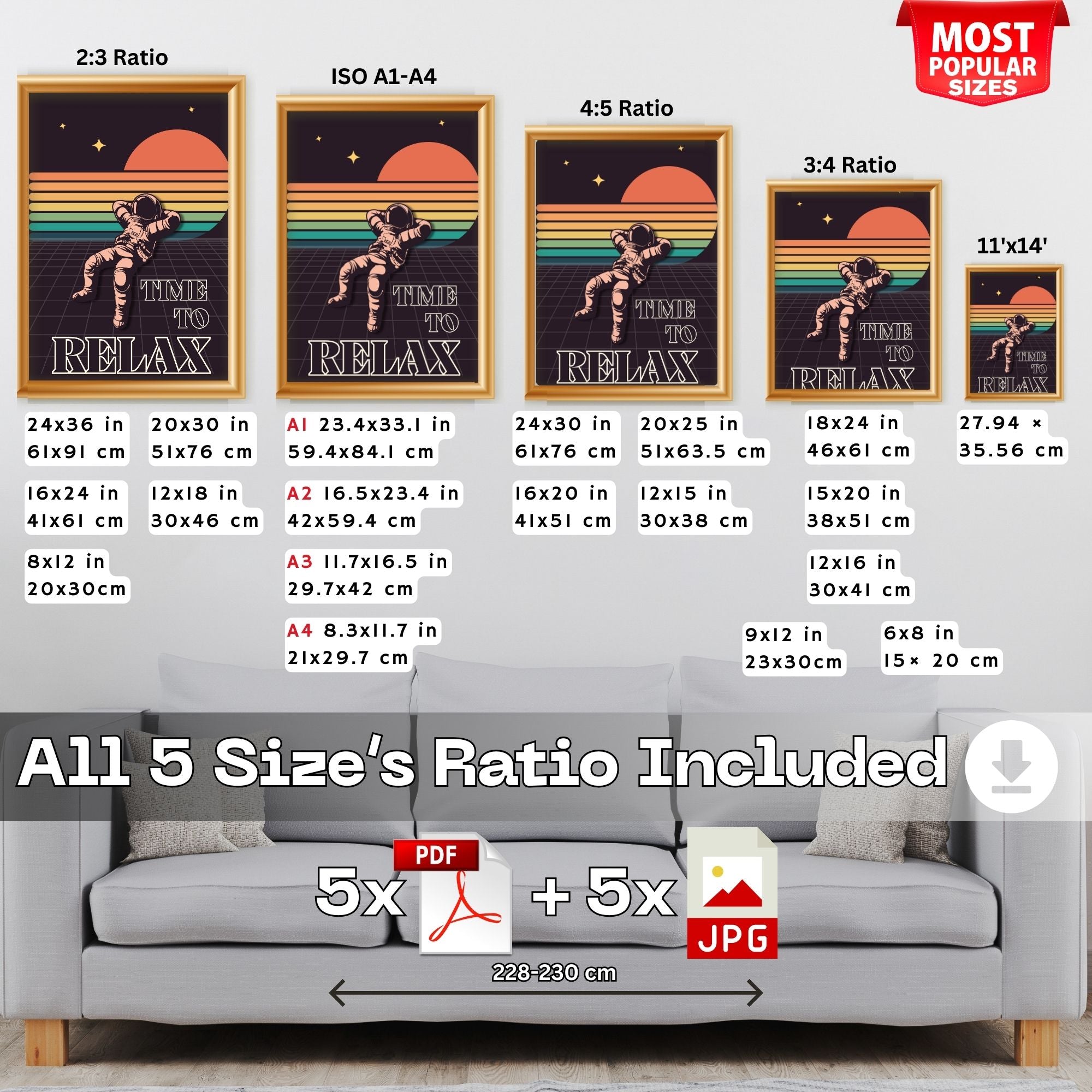 Time to Relax - Retro Astronaut Synthwave Wall Art