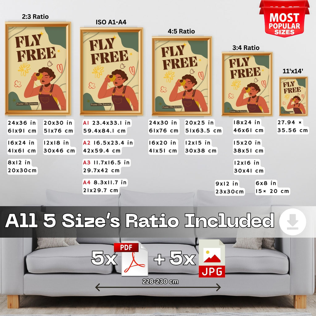 Fly Free - Retro Adventure Empowerment Wall Art