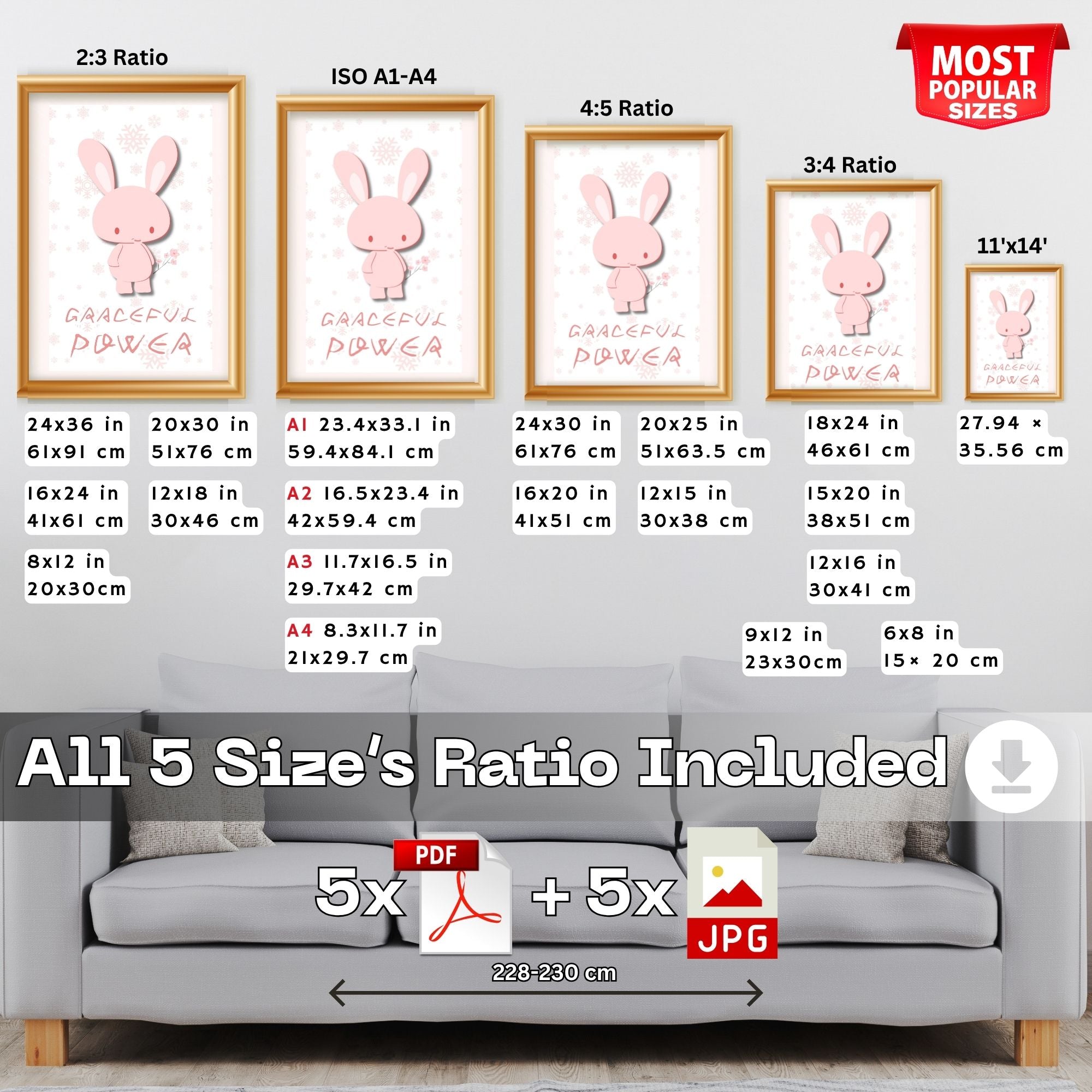 Graceful Power - Minimalist Bunny Winter Wall Art