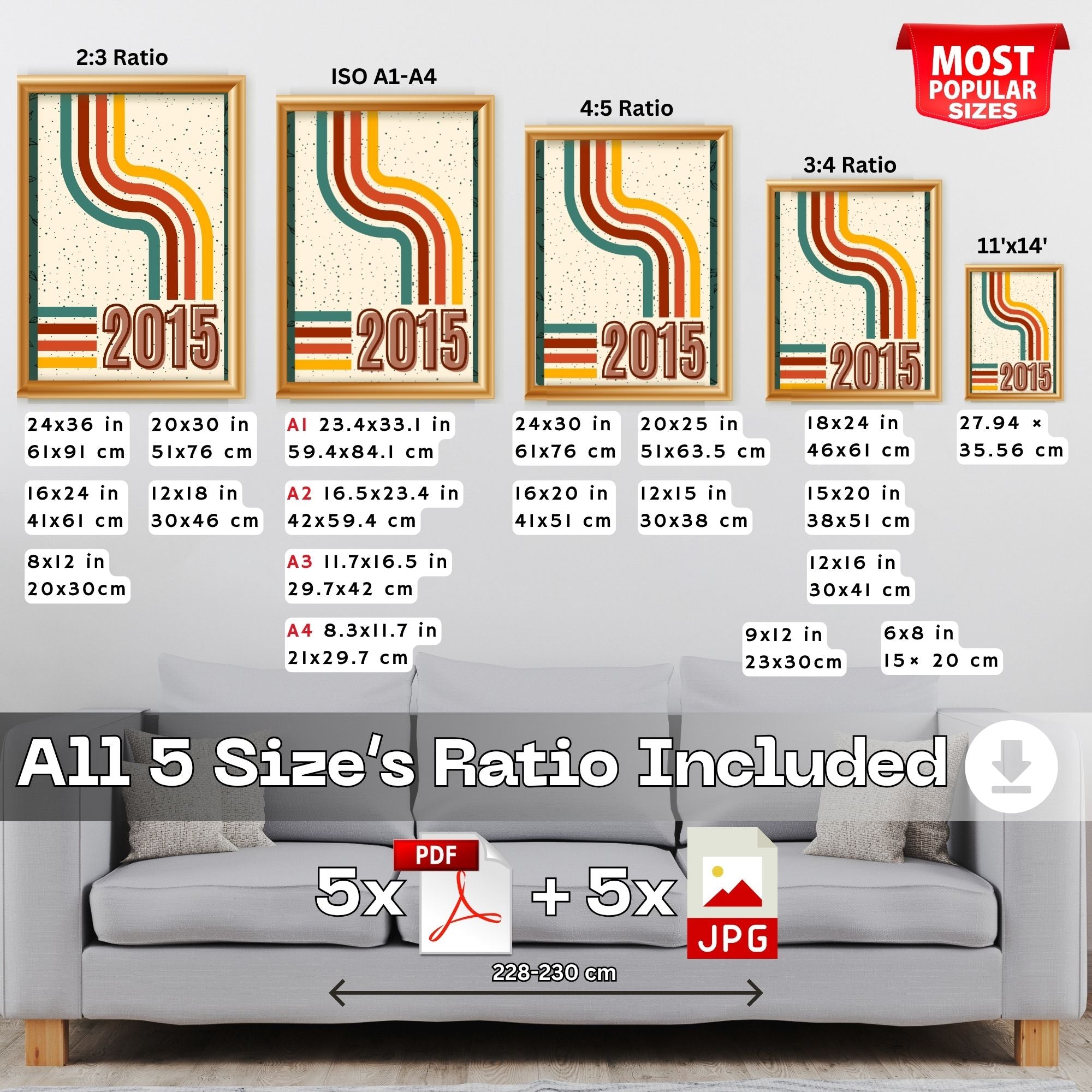 2015 Retro Wave Abstract Wall Art