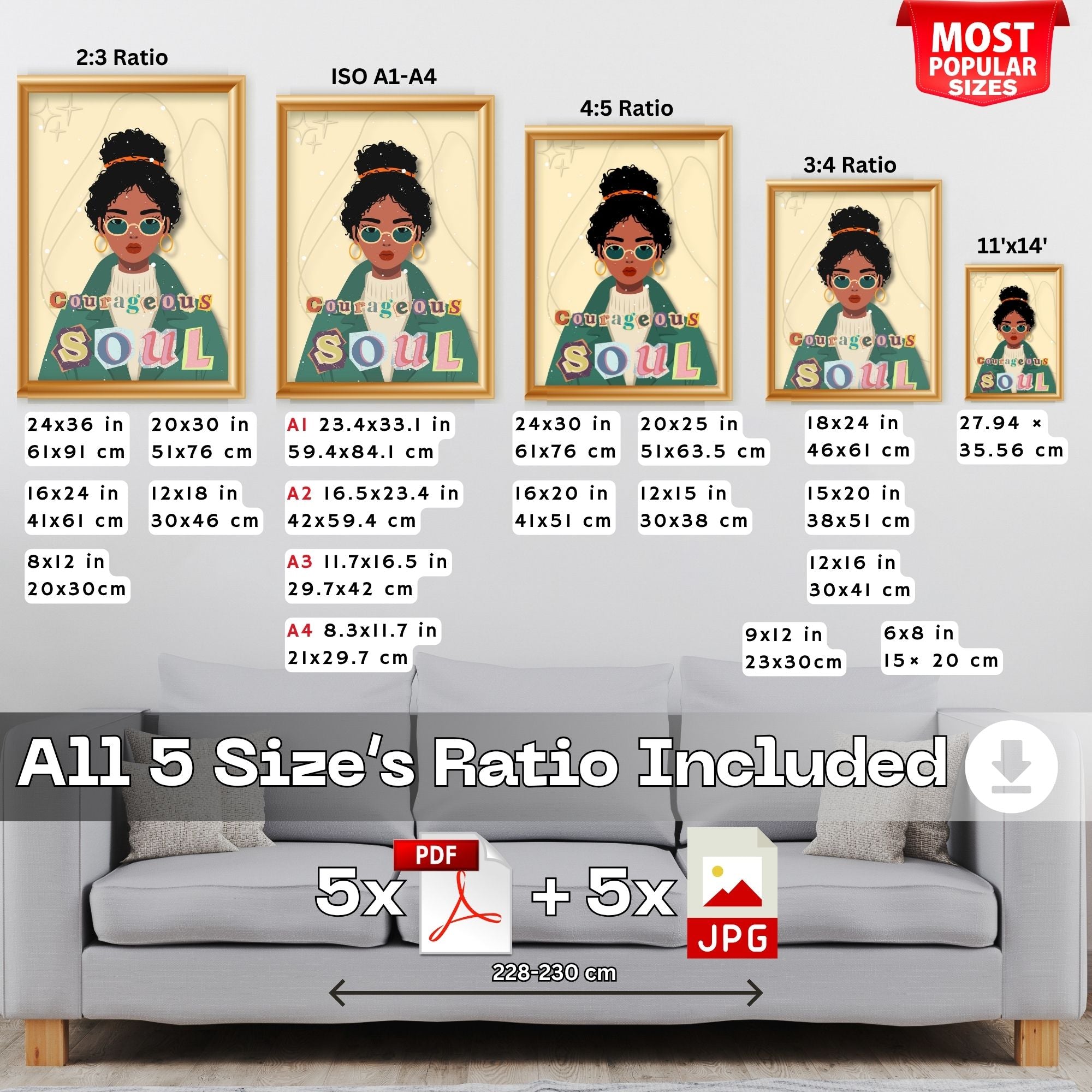 Courageous Soul - Retro African American Empowerment Wall Art | Soulful Portrait Poster