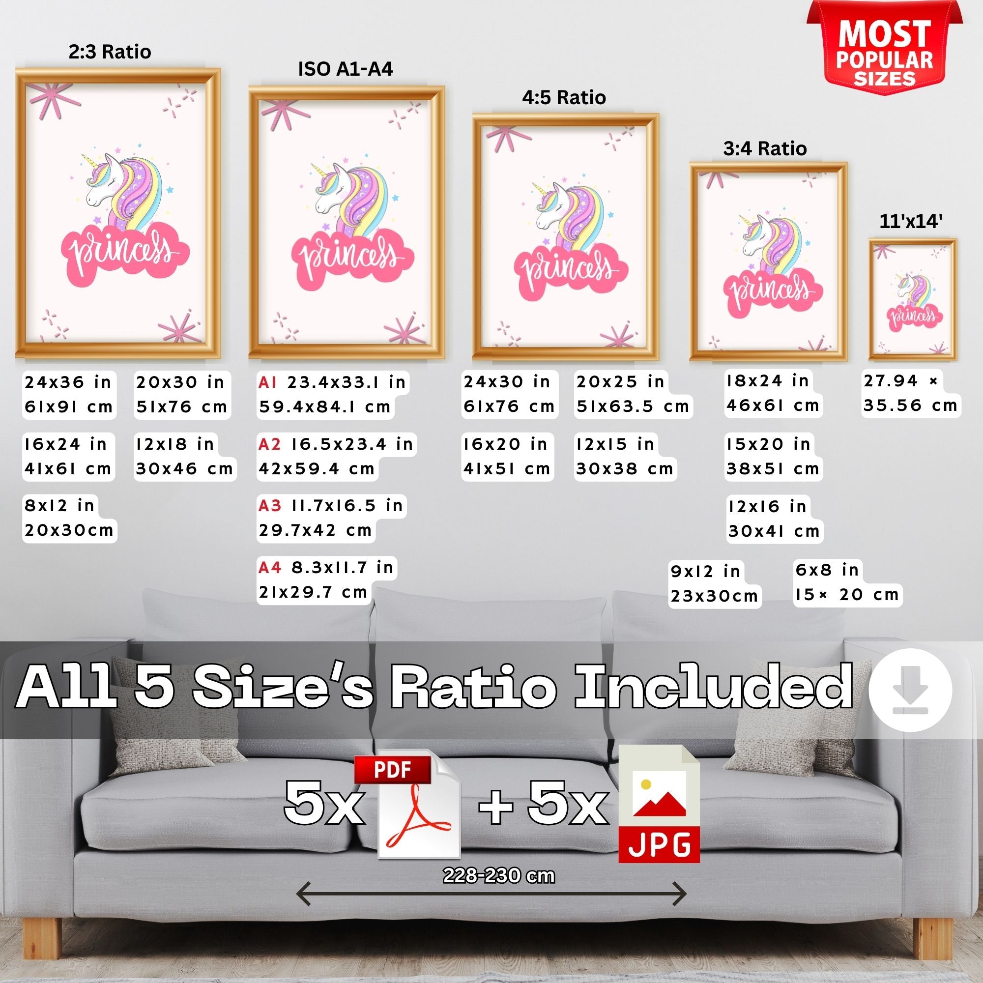 Princess Unicorn Dreamer - Magical Children's Wall Art