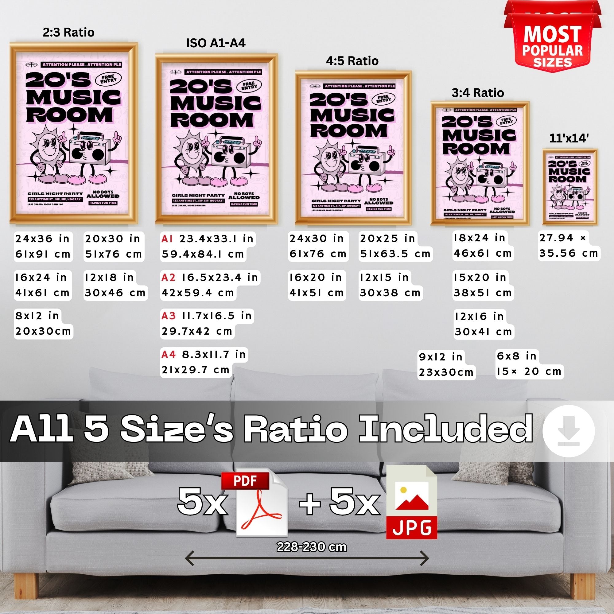 20's Music Room - Retro Girls Night Party Wall Art