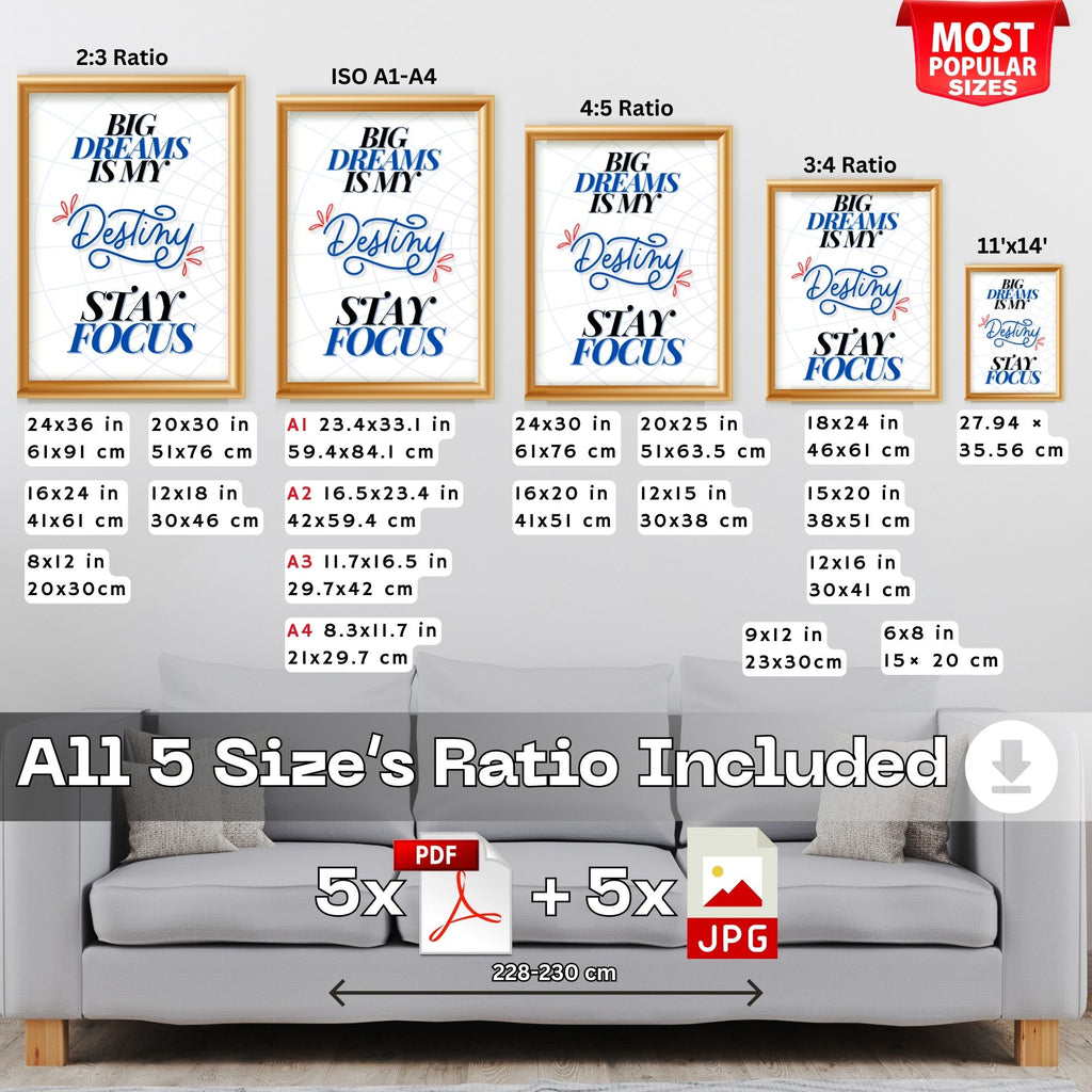 Big Dreams is My Destiny Stay Focus - Motivational Typography Wall Art