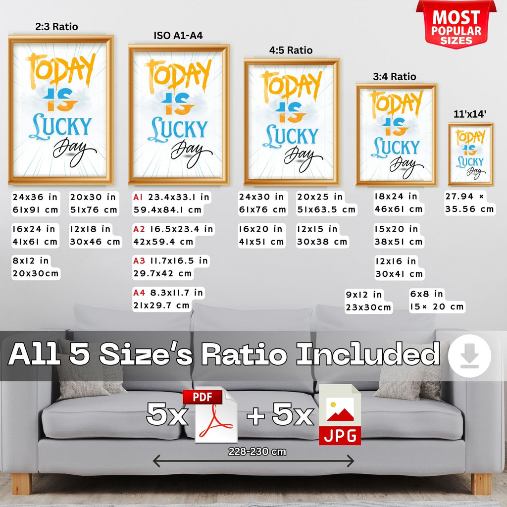 Today Is Lucky Day - Motivational Typography Wall Art