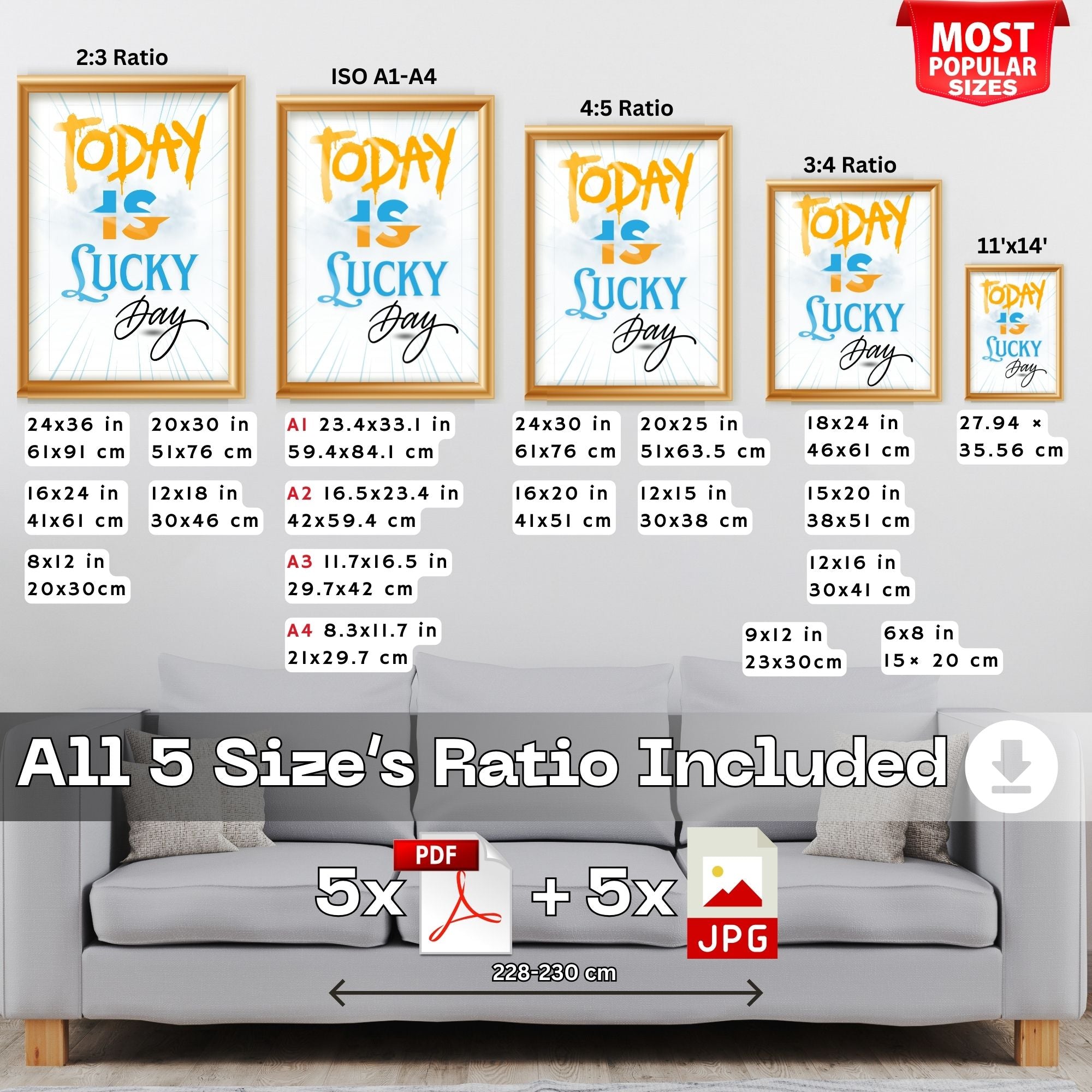 Today Is Lucky Day - Motivational Typography Wall Art