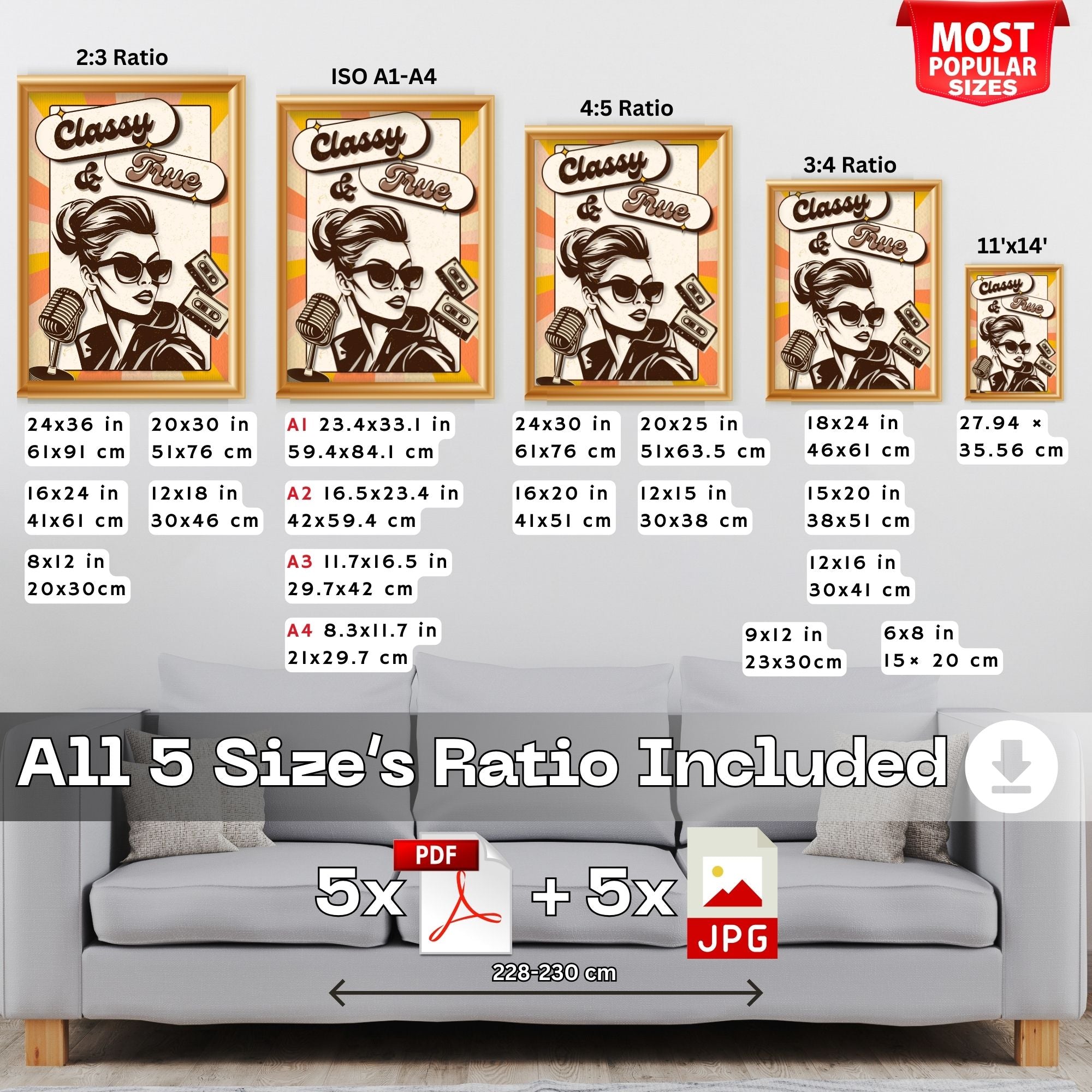 Classy & True - Retro Vintage Fashion Wall Art | 70s Style Woman Poster