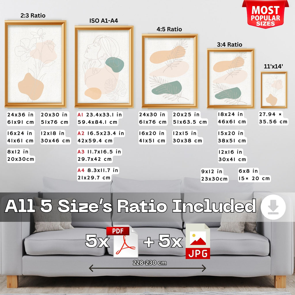 Minimalist Botanical Abstract Art Set - 3-Piece Line Drawing Wall Art Collection | Modern Organic Shapes