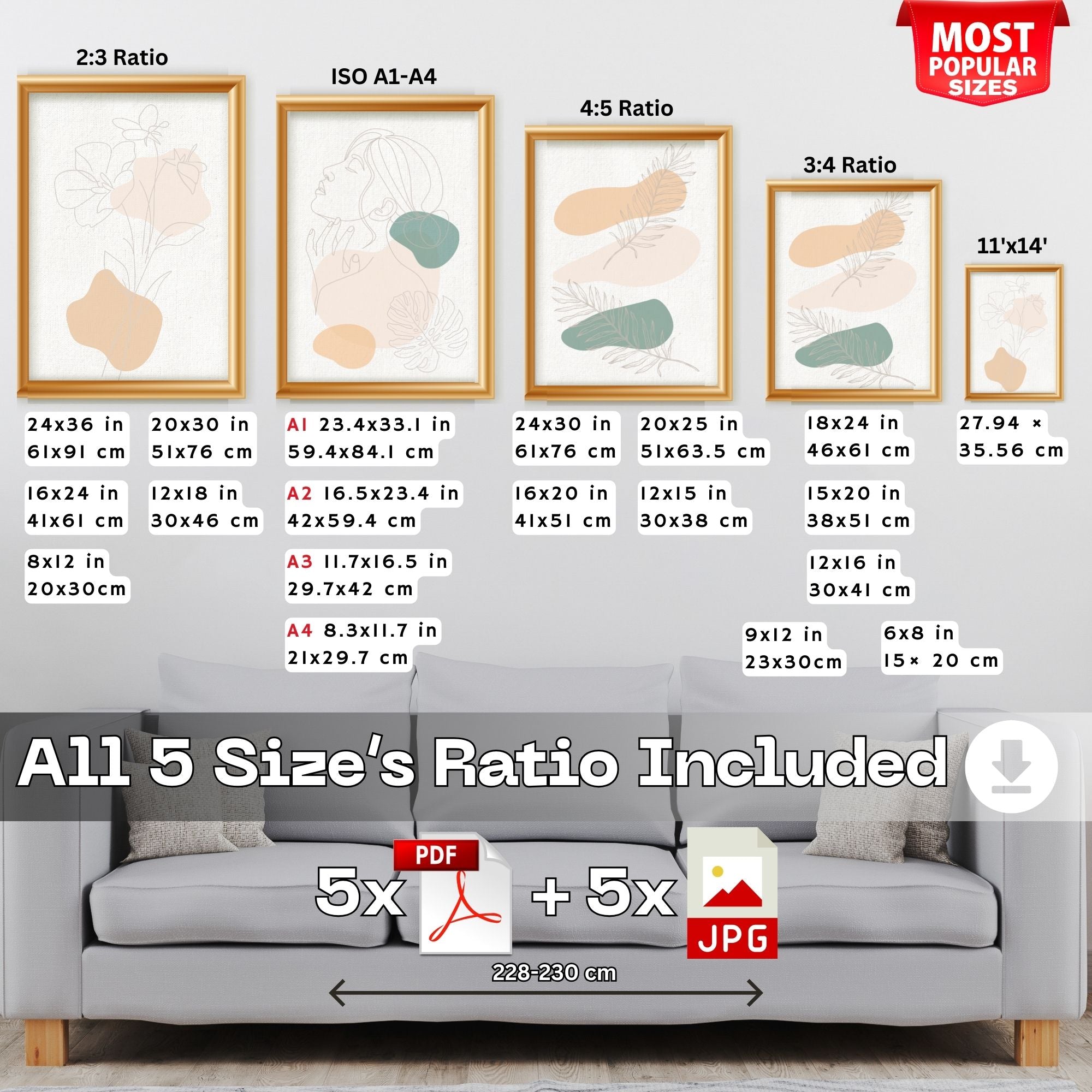 Minimalist Botanical Abstract Art Set - 3-Piece Line Drawing Wall Art Collection | Modern Organic Shapes