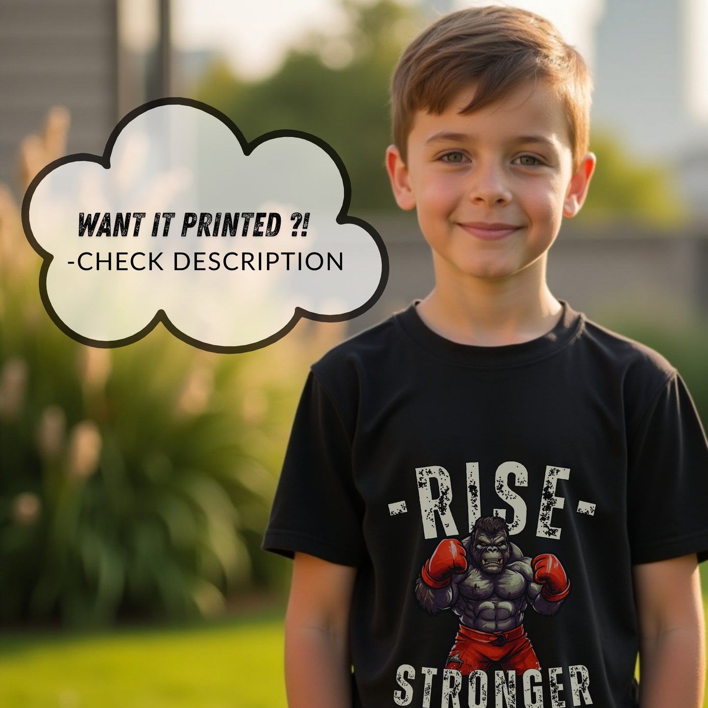 Rise Stronger - Boxing Gorilla Fitness Motivational Statement Artwork