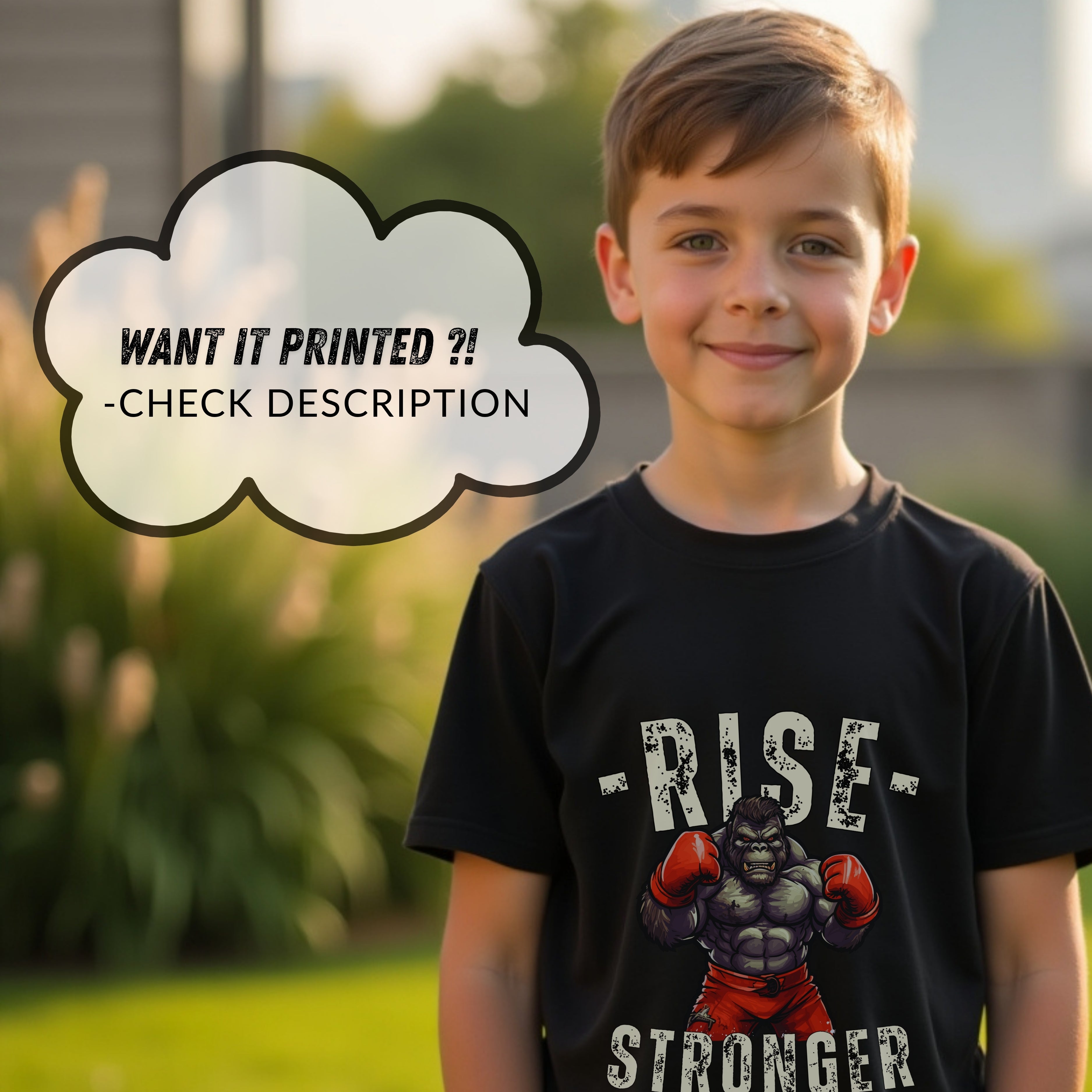 Rise Stronger - Boxing Gorilla Fitness Motivational Statement Artwork