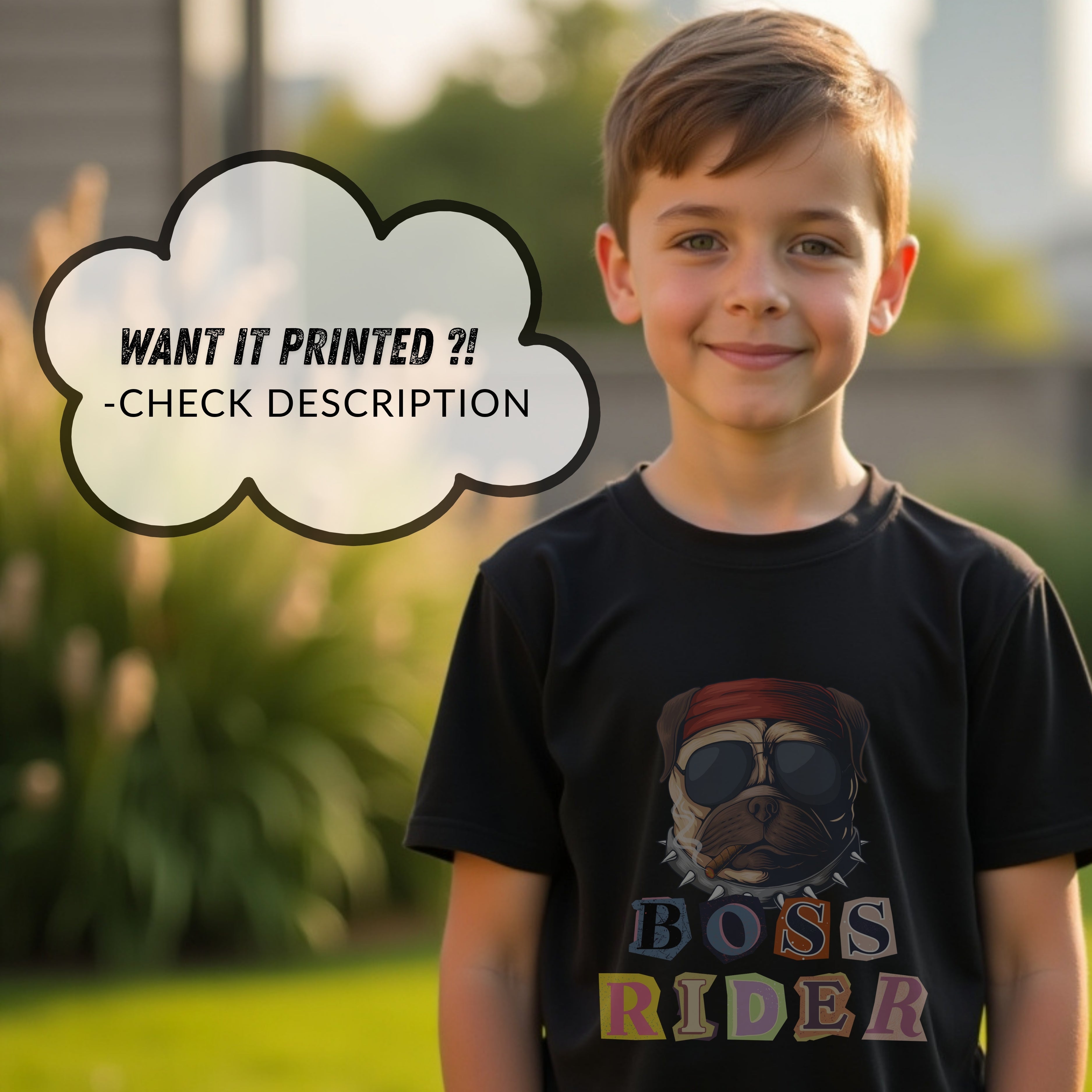 Boss Rider - Cool Pug Dog with Bandana and Sunglasses Biker Attitude Statement Artwork