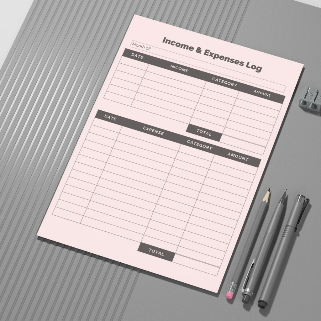 Income & Expenses Log Sheet