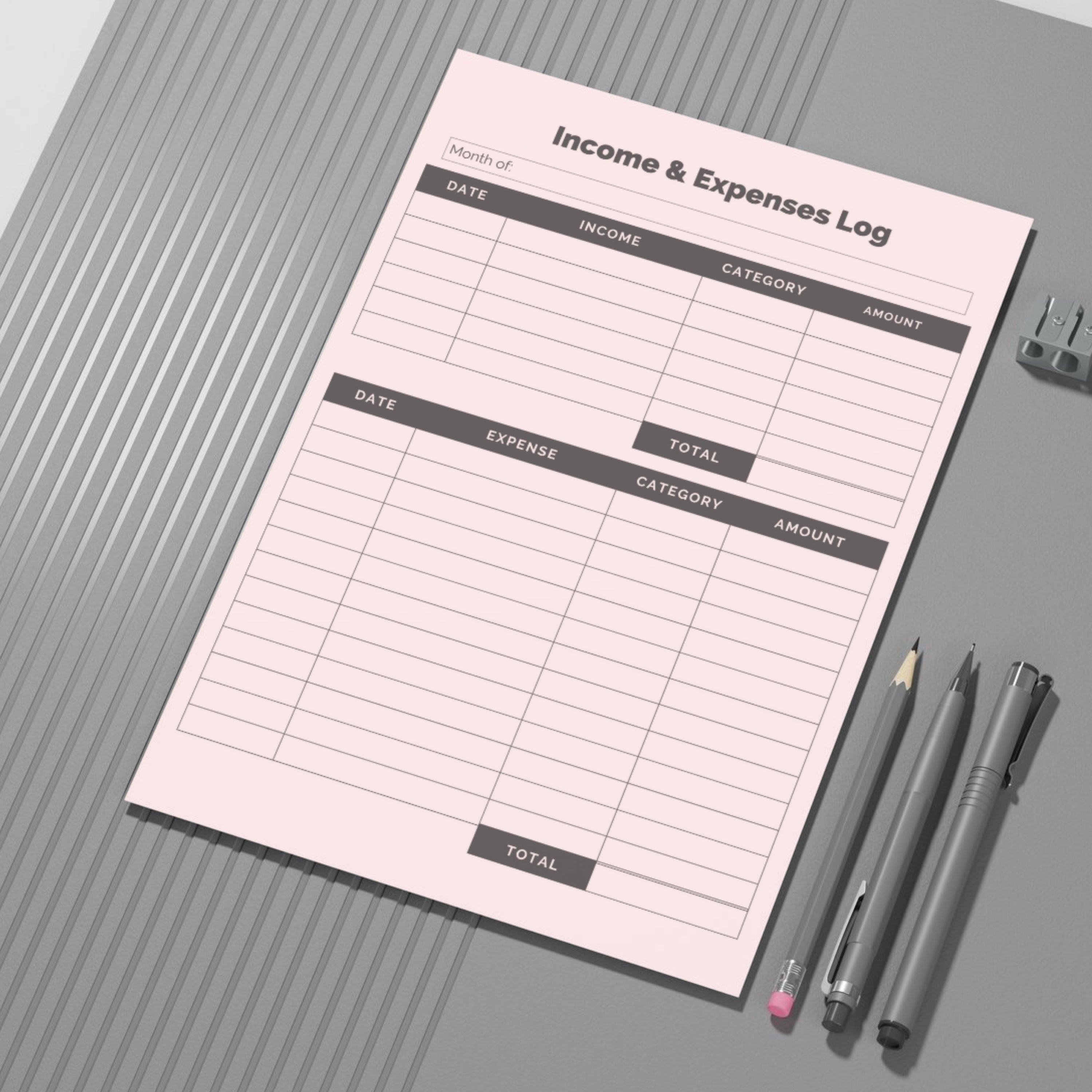 Income & Expenses Log Sheet