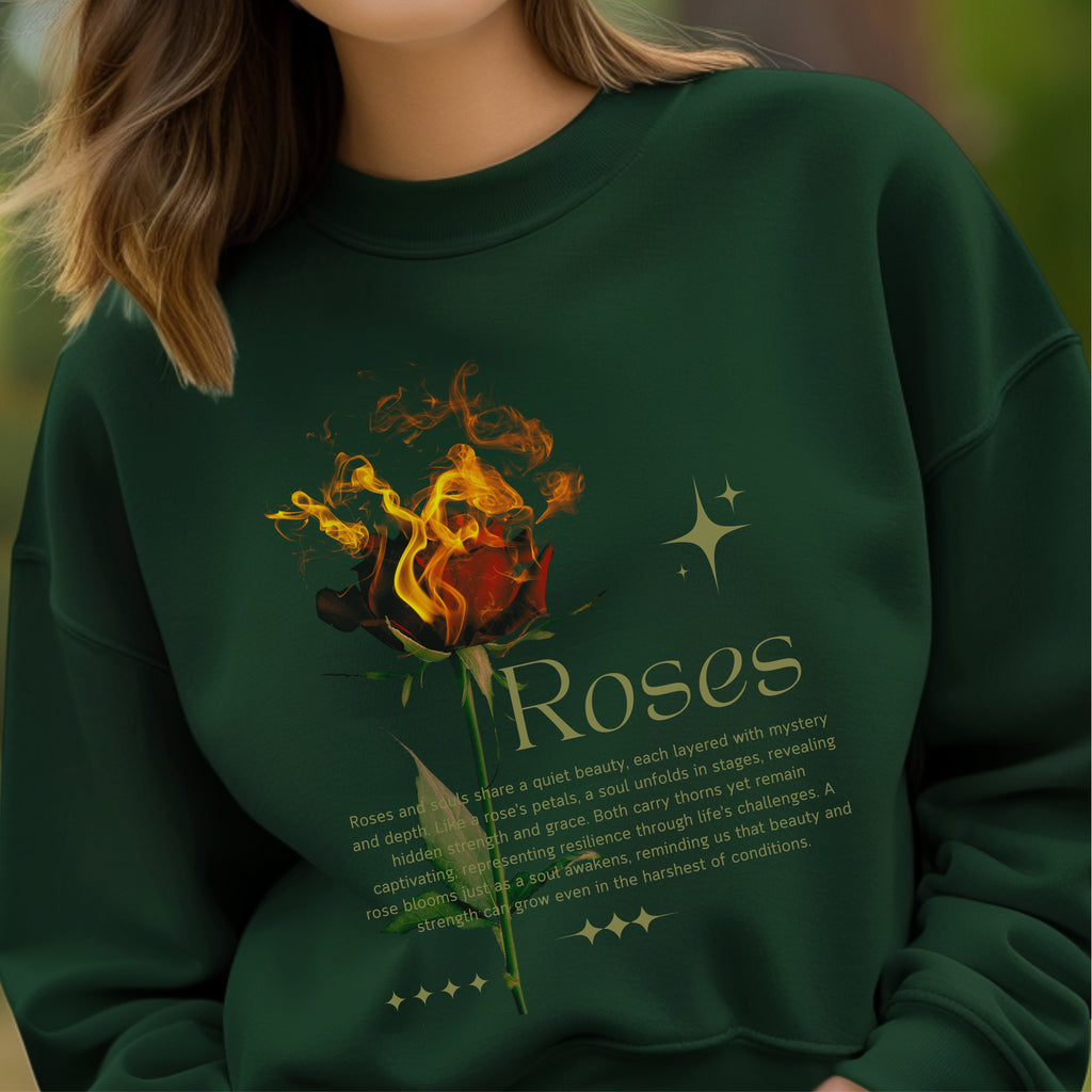 Roses Quiet Beauty - Burning Rose Soul Metaphor Philosophical Statement Artwork