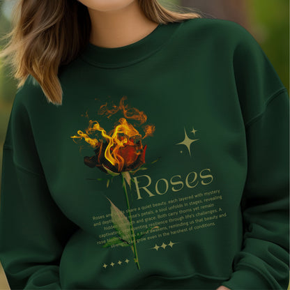 Roses Quiet Beauty - Burning Rose Soul Metaphor Philosophical Statement Artwork