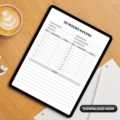 30 Weeks Saving Tracker