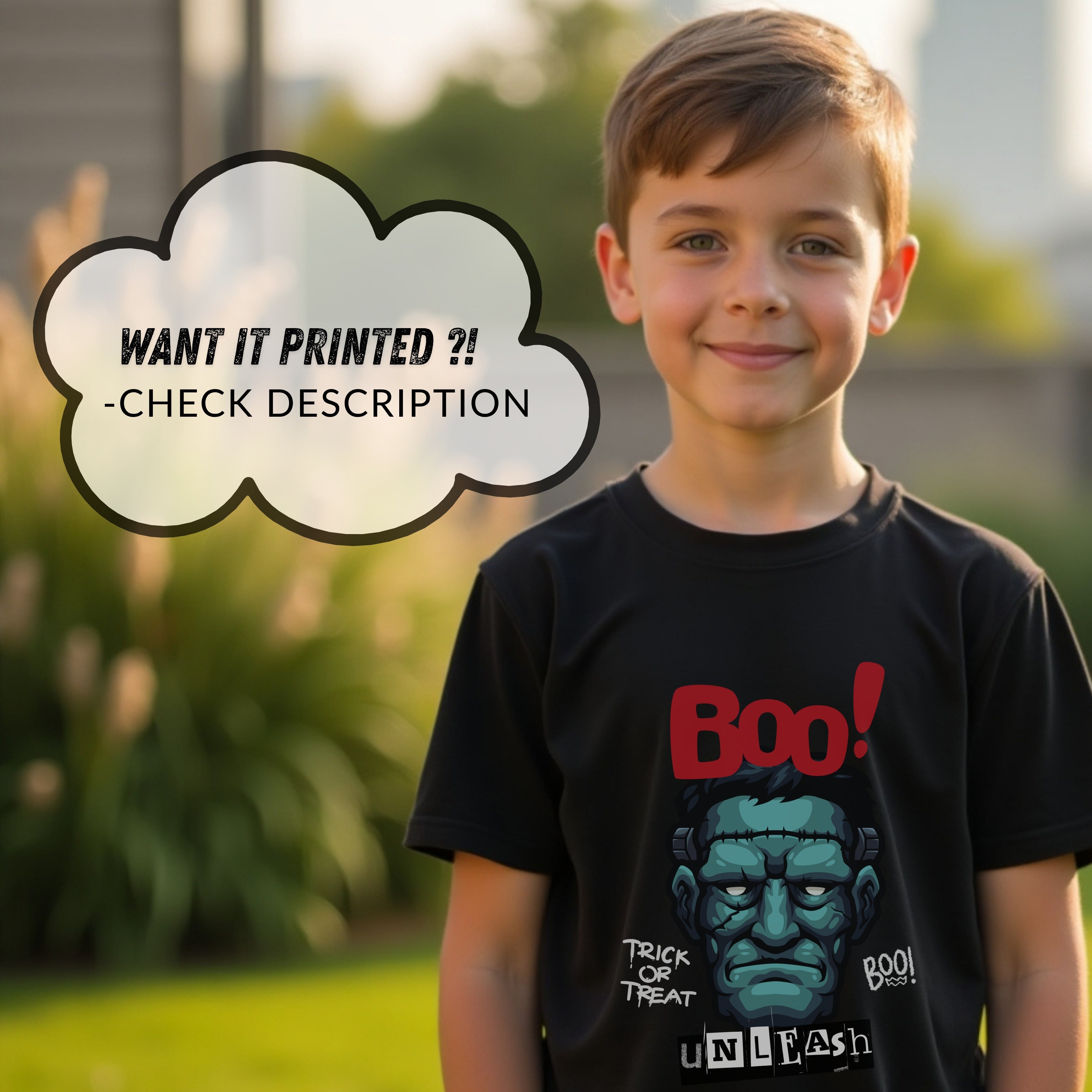 Boo Trick Or Treat Unleash - Frankenstein Halloween Statement Artwork