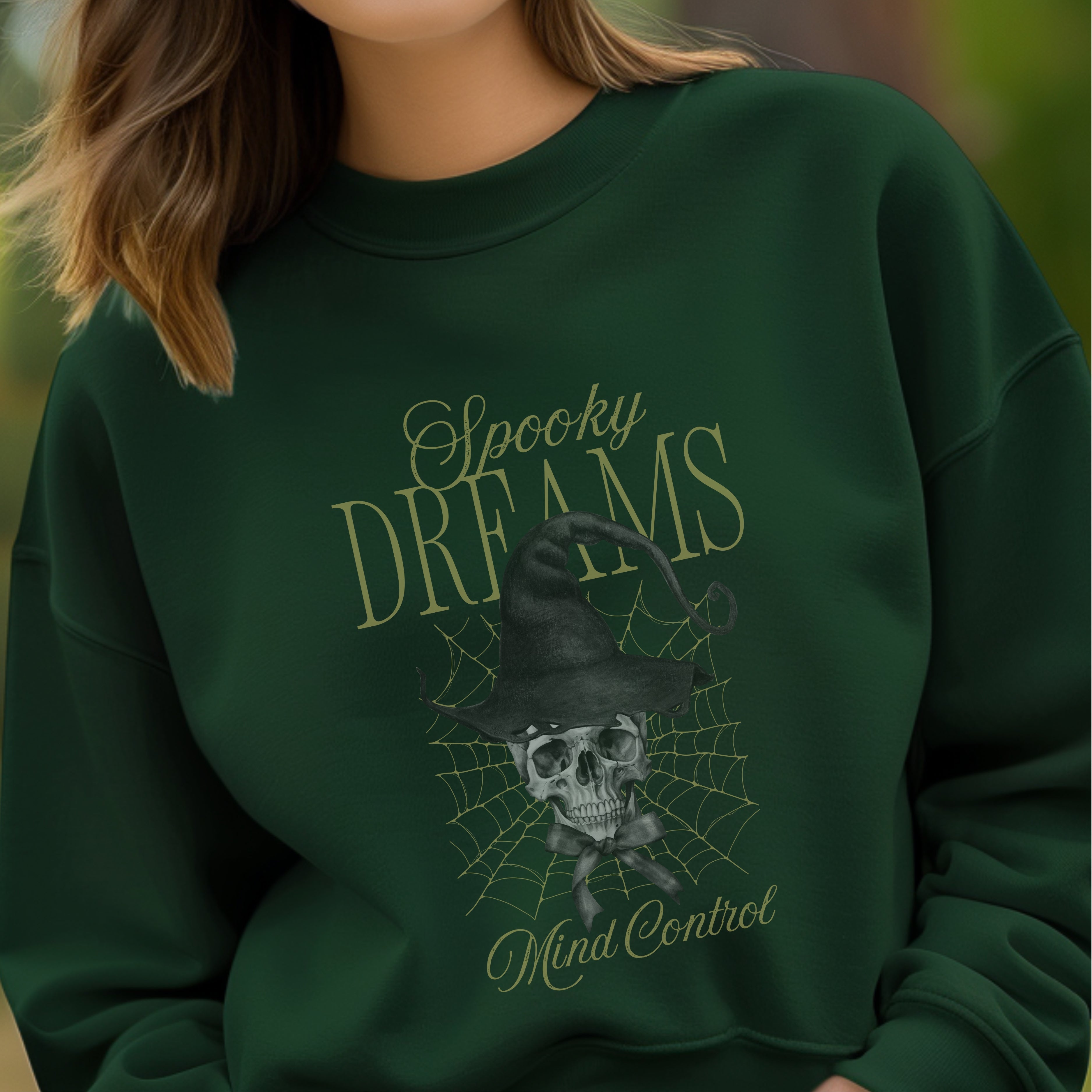 Spooky Dreams Mind Control - Gothic Witch Hat Skull Halloween Statement Artwork