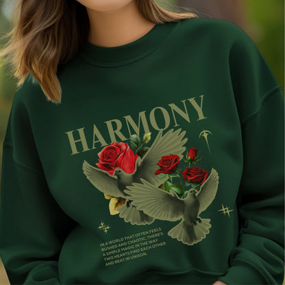 Harmony - Peaceful Doves & Roses Unity Connection Nature Statement Artwork