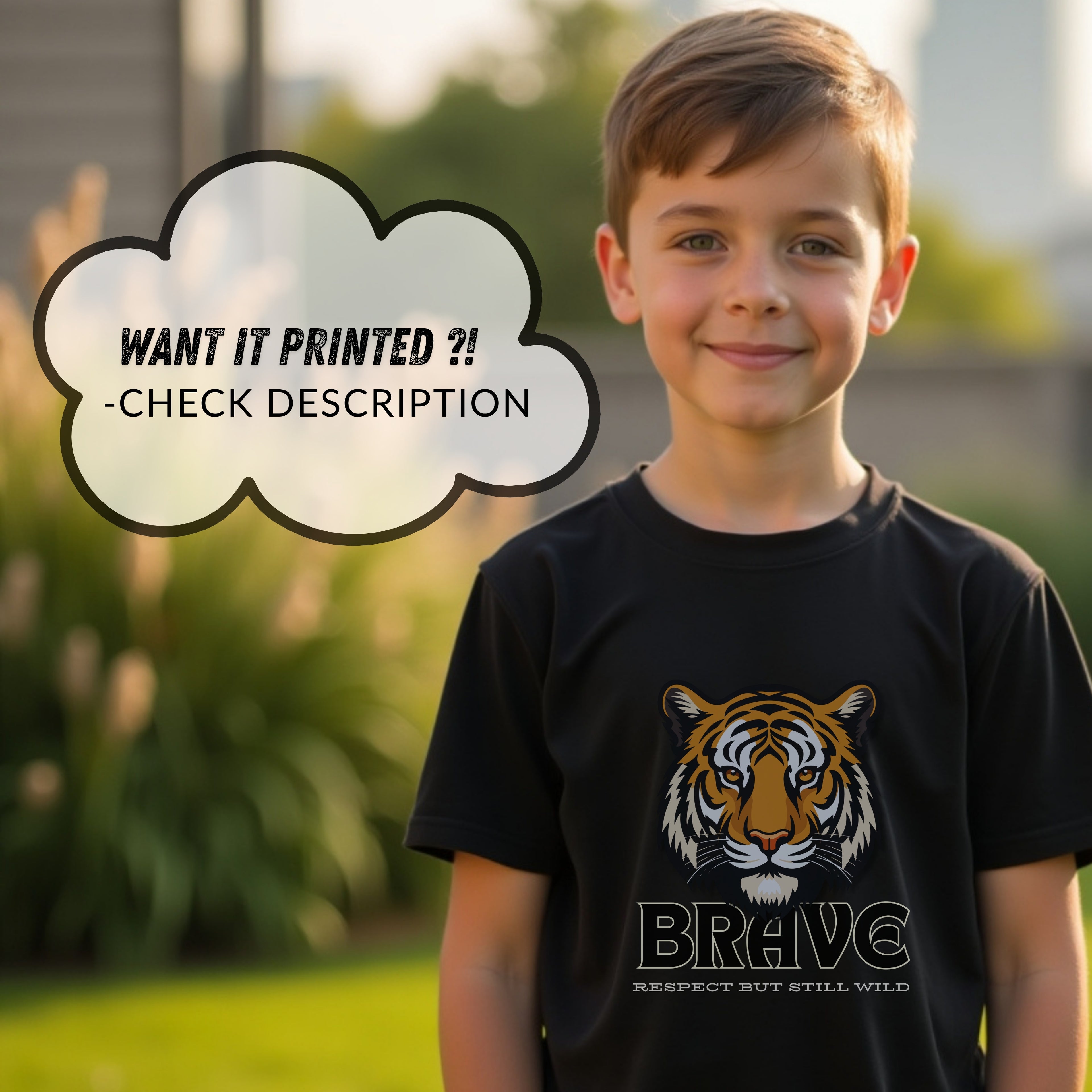 Brave Respect But Still Wild - Tiger Motivational Statement Artwork