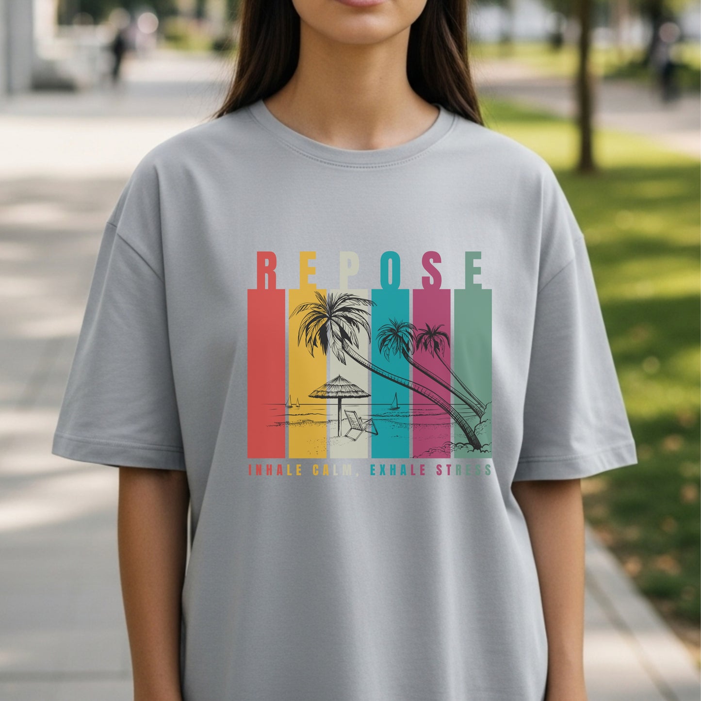 Repose - Retro Beach Mindfulness Breathwork Relaxation Wellness Statement Artwork