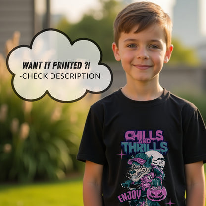 Chills And Thrills Enjoy - Halloween Wolf Skateboard Statement Artwork