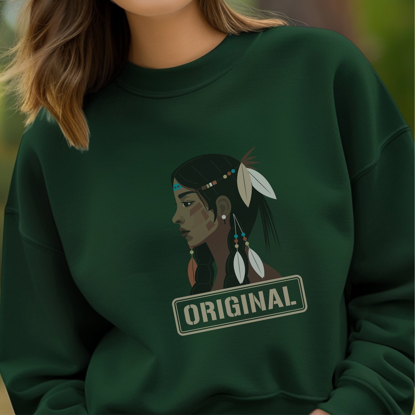 Original - Indigenous Woman Profile Native Heritage Cultural Pride Illustration