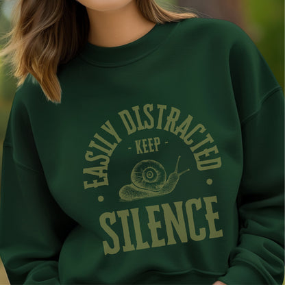 Easily Distracted Keep Silence - Snail Humor ADHD Introvert Statement Artwork