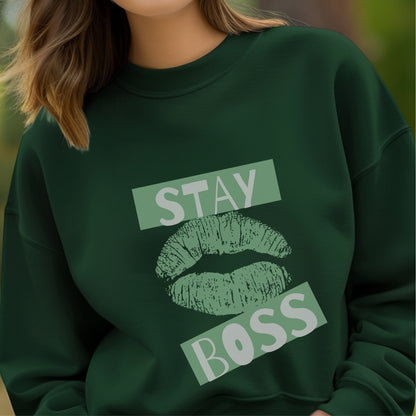 Stay Boss - Bold Lips Print Typography Confidence Authority Statement Artwork