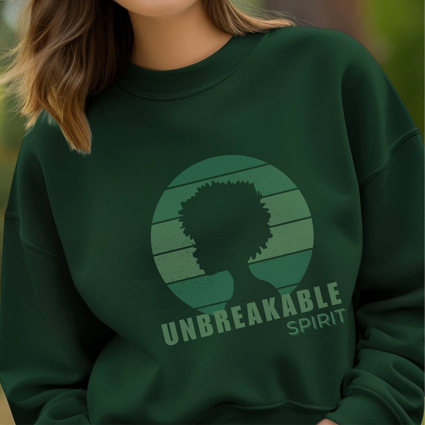 Unbreakable Spirit - Afro Silhouette Retro Sunset Circle Natural Hair Empowerment Artwork