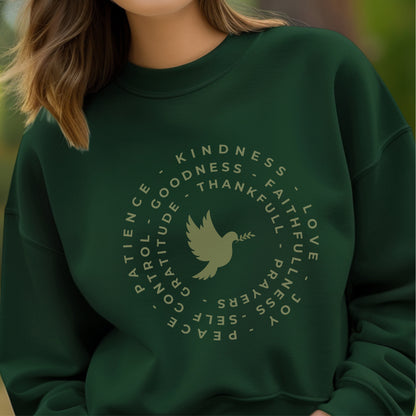 Patience Kindness Faith Love - Circular Virtue Dove Peace Statement Artwork